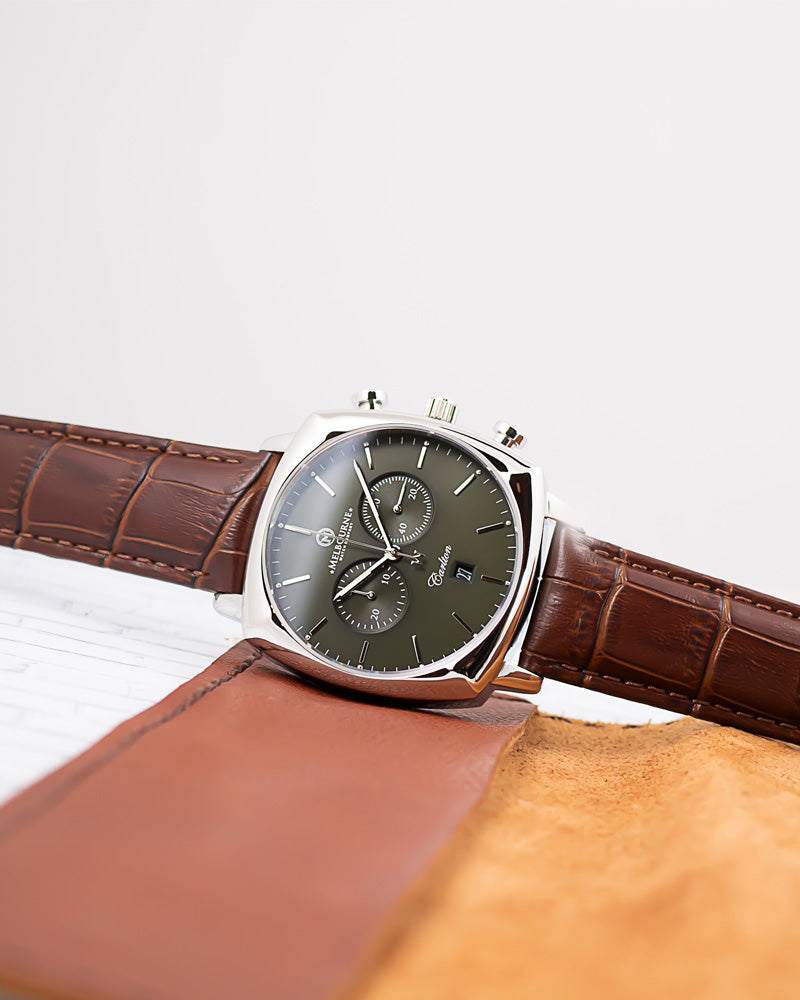 22mm Leather - Croc Grain - Medium Brown