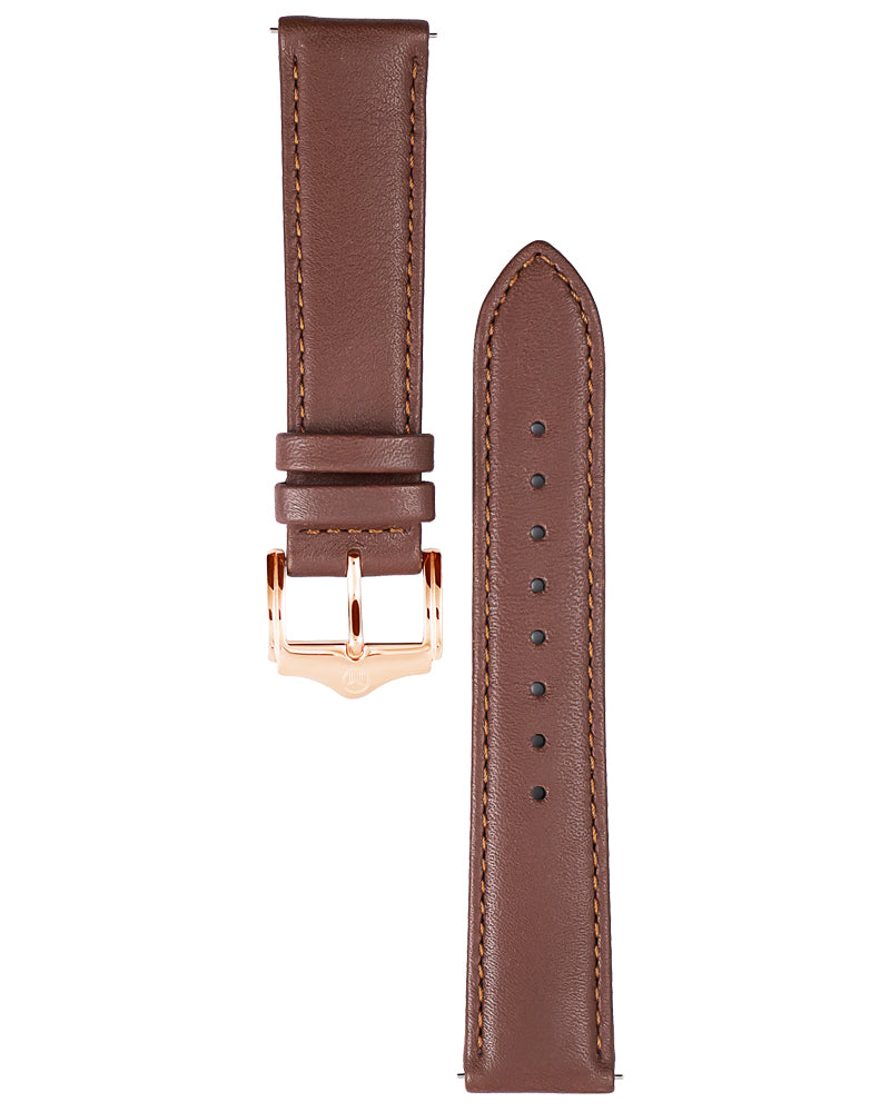 20mm Leather Nappa Brown Rose Gold